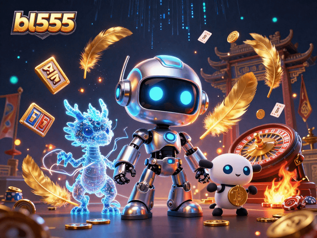 Engage with bl555 using vibrant slot games and immersive betting experiences in a neon-lit casino.