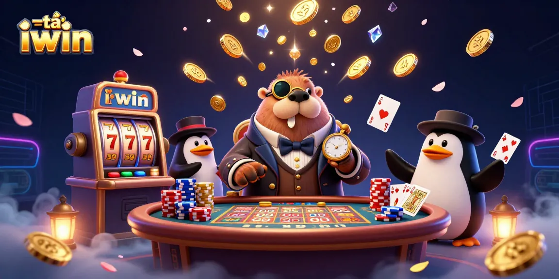 Play and win big with tải iwin in this vibrant 3D casino illustration