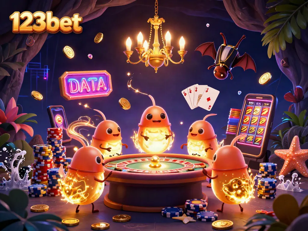 Experience the excitement at 123bet with glowworms lighting up the cave casino, spinning roulette, and dazzling games.