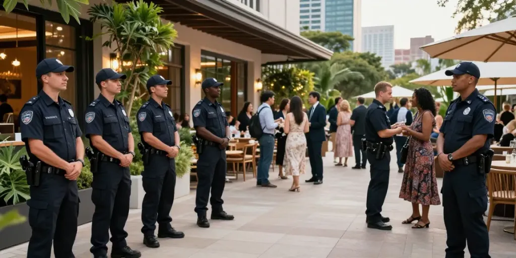 Security Solutions provided by trusted local professionals ensuring safety at an upscale event.