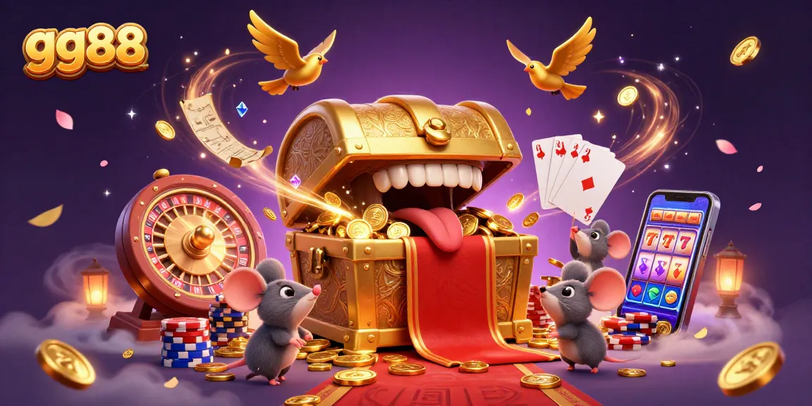 Spin and win with gg88 in this vibrant casino-themed 3D digital illustration.