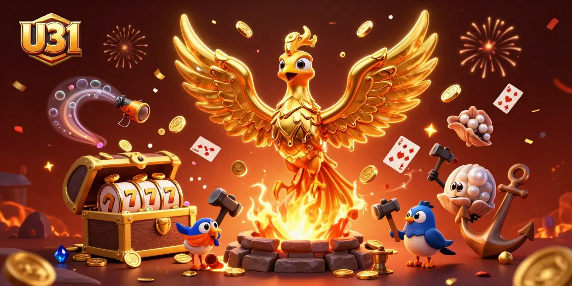 Experience U31's vibrant casino adventure with golden phoenixes, dynamic gaming elements, and rich rewards.